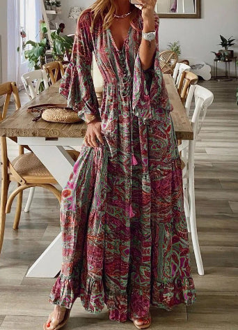 Seraphelle | Romantic Boho Maxi Tassel-Trim Dress