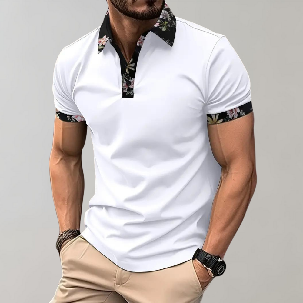 Griffin | Men's Floral Trim Polo Clothing