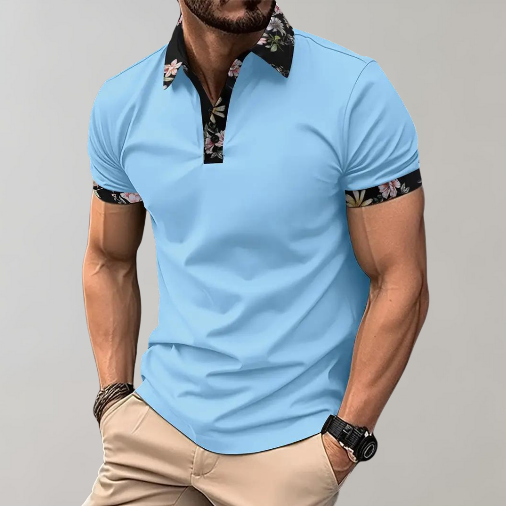 Griffin | Men's Floral Trim Polo Clothing