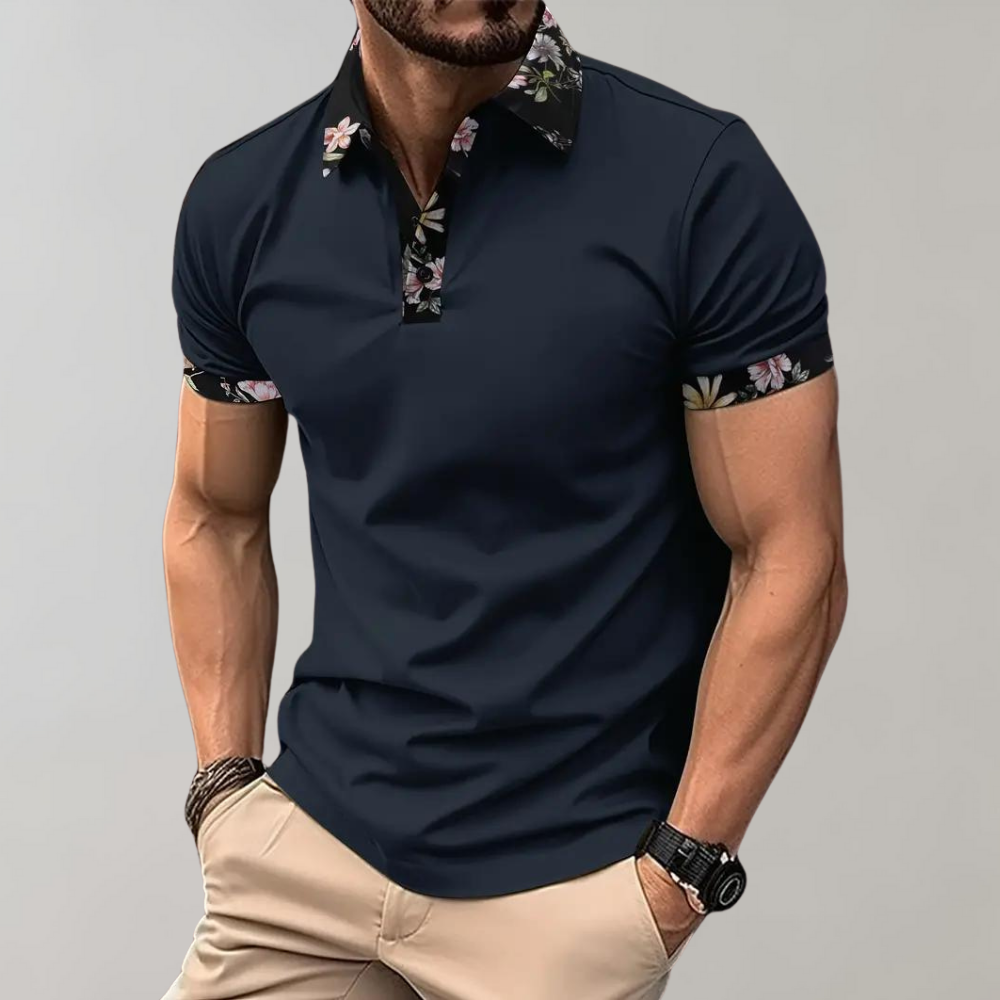 Griffin | Men's Floral Trim Polo Clothing