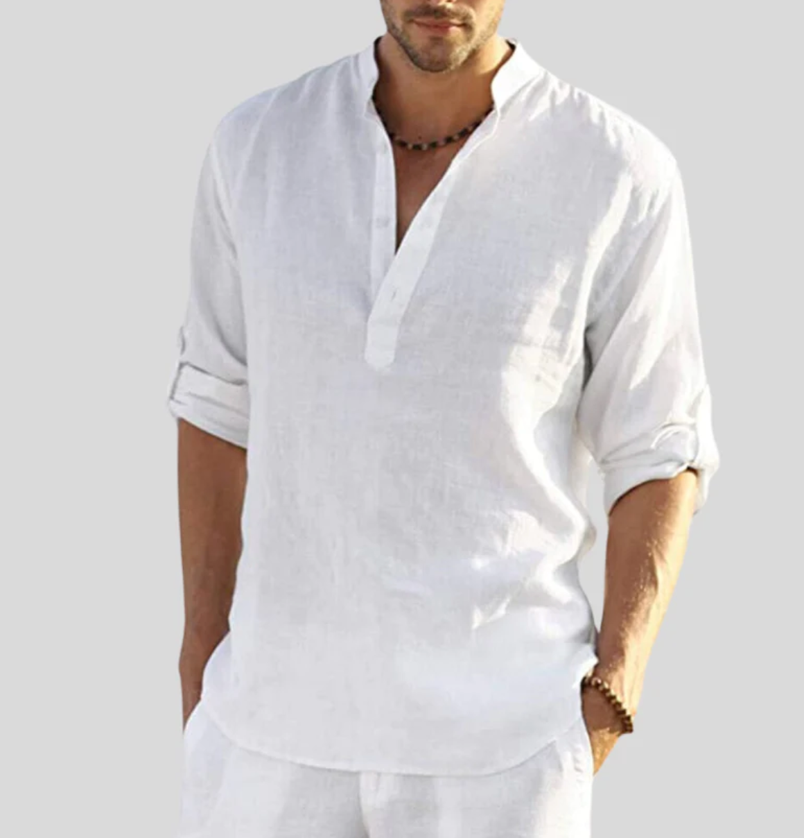Kieran | Men's Classic Linen Henley Shirt