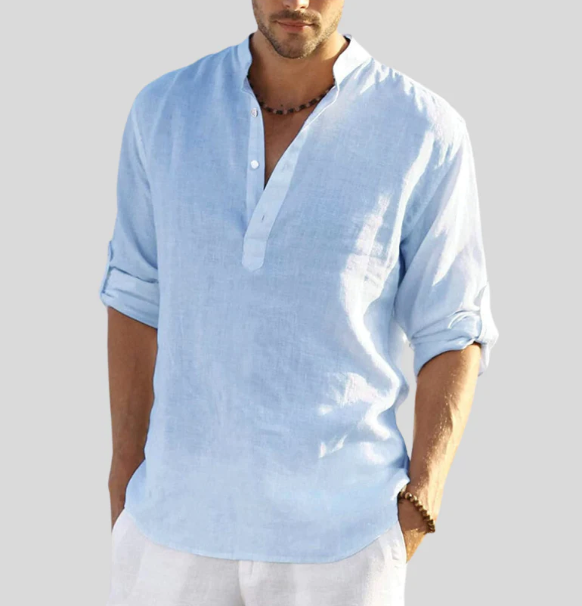Kieran | Men's Classic Linen Henley Shirt