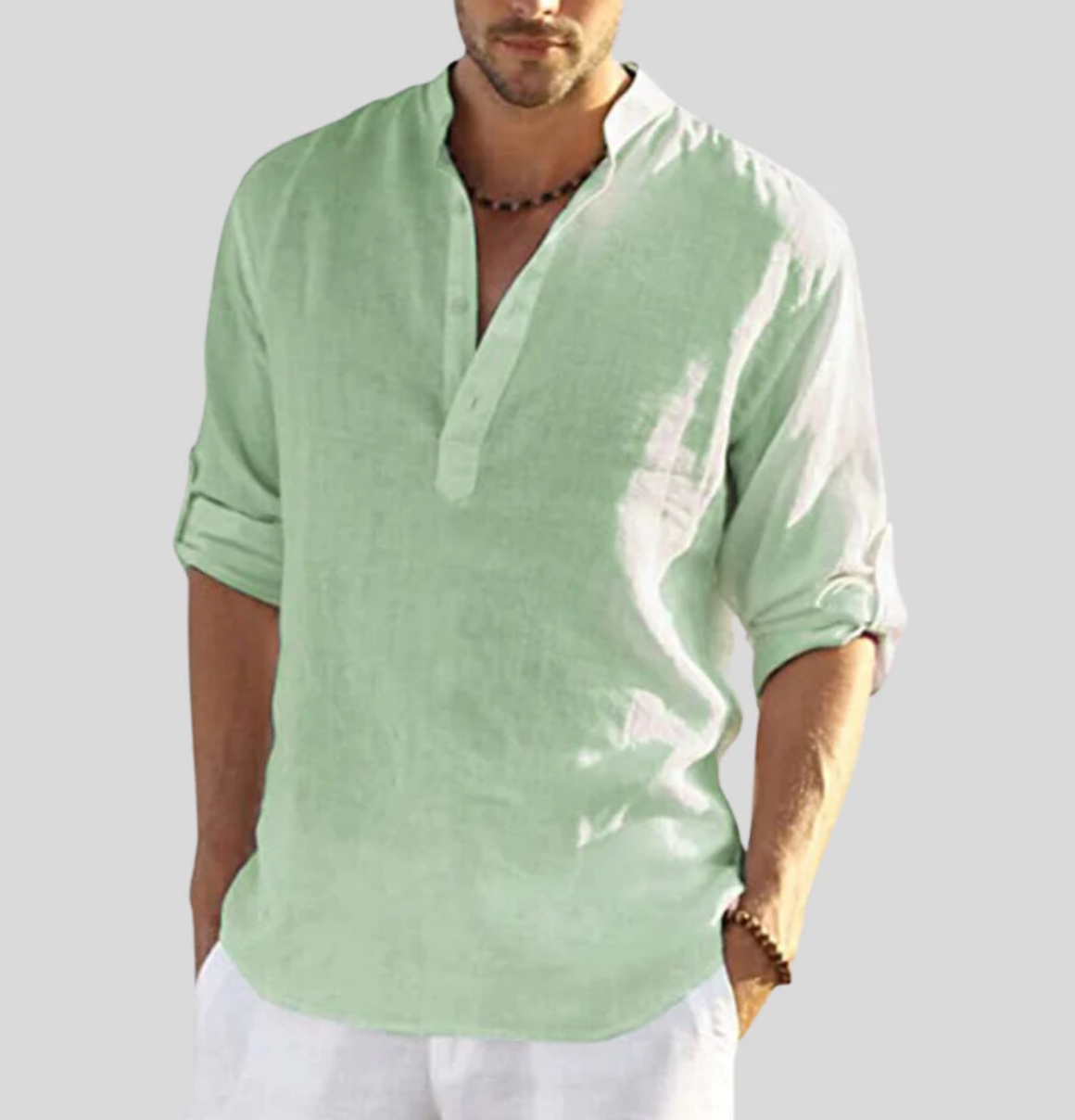 Kieran | Men's Classic Linen Henley Shirt