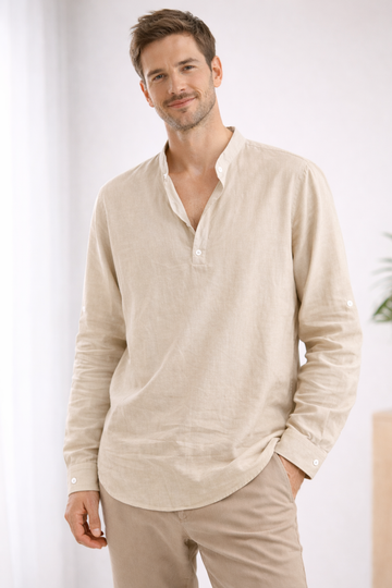 Kieran | Men's Classic Linen Henley Shirt