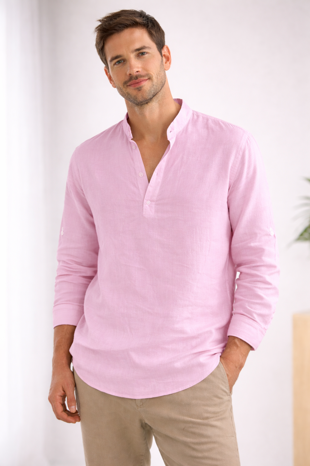 Kieran | Men's Classic Linen Henley Shirt
