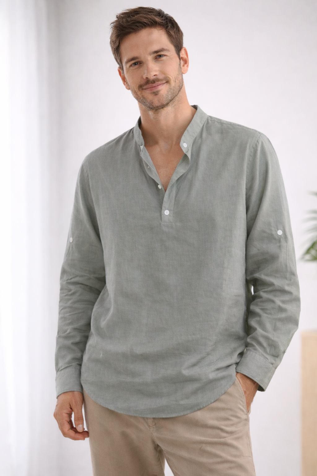 Kieran | Men's Classic Linen Henley Shirt