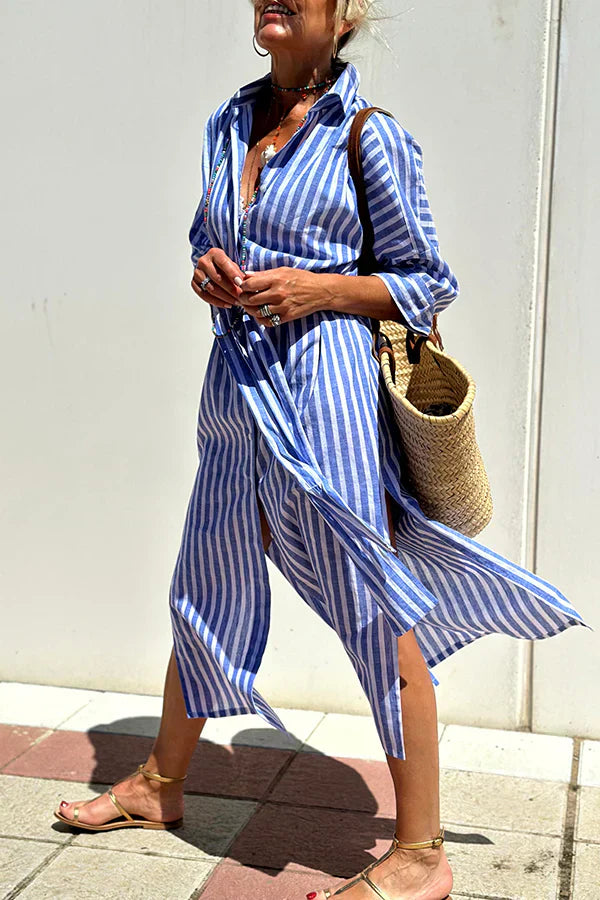 Ophelia | Classic Striped Midi Dress