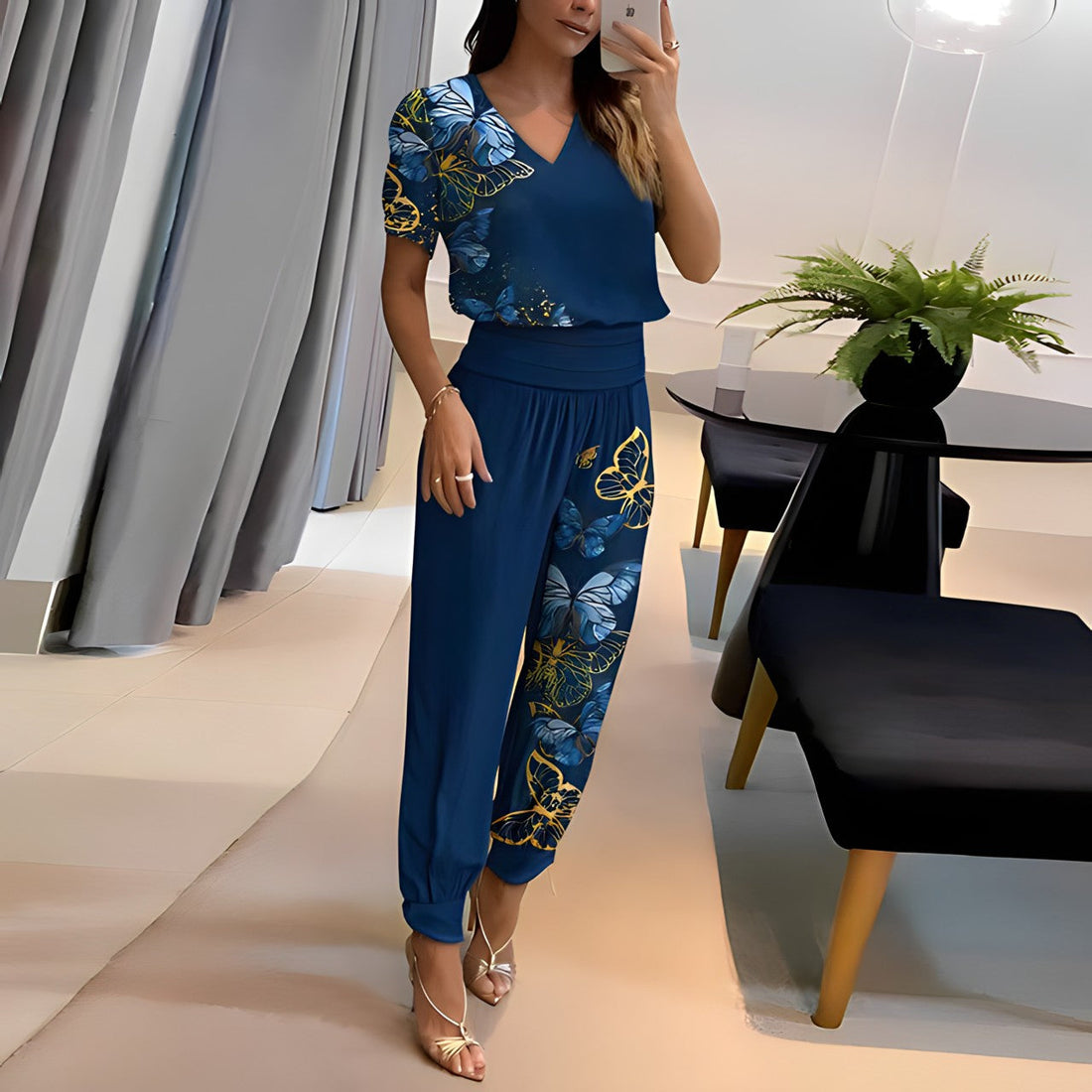 Evanna | Casual V-Neck Top & Jogger Going Out Sets