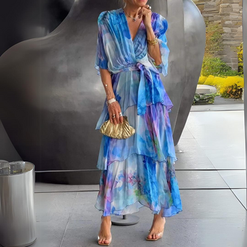Ophelia | Tie-Dye Wrap Tiered Maxi Dress