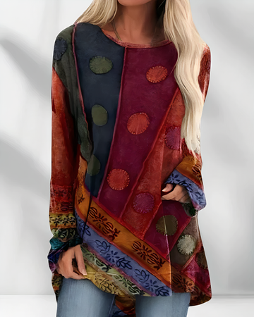Thessaly | Bohemian Patchwork Print Off The Shoulder Tops