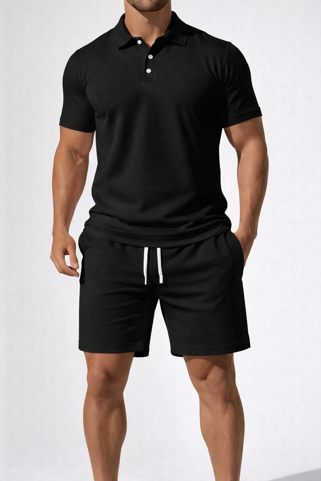 Rowan | Men's Casual Polo Drawstring Mens Short Sets