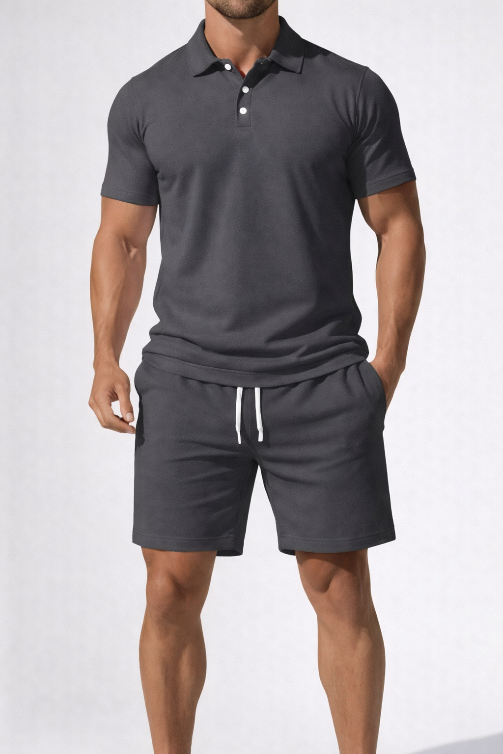 Rowan | Men's Casual Polo Drawstring Mens Short Sets
