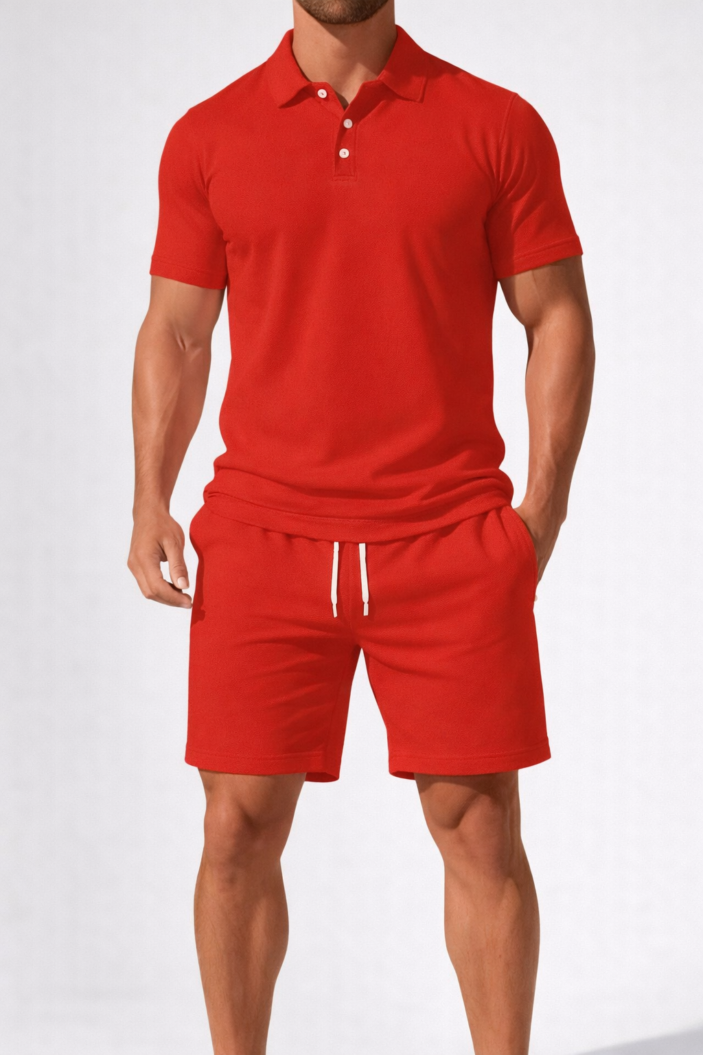 Rowan | Men's Casual Polo Drawstring Mens Short Sets