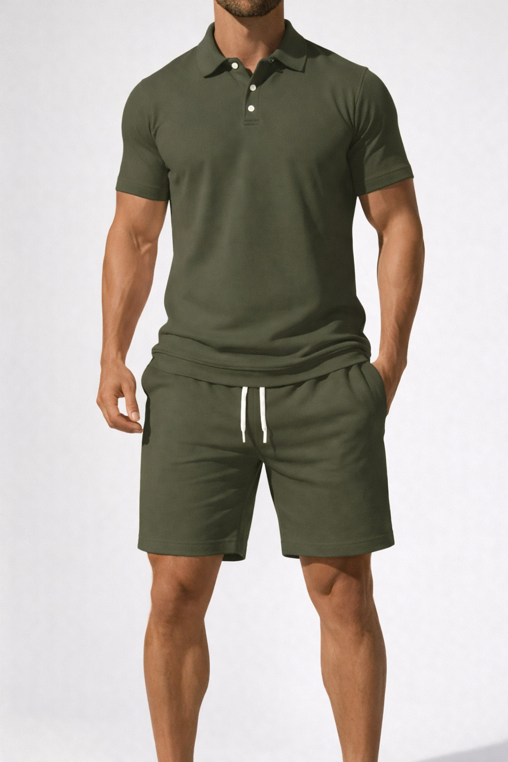 Rowan | Men's Casual Polo Drawstring Mens Short Sets