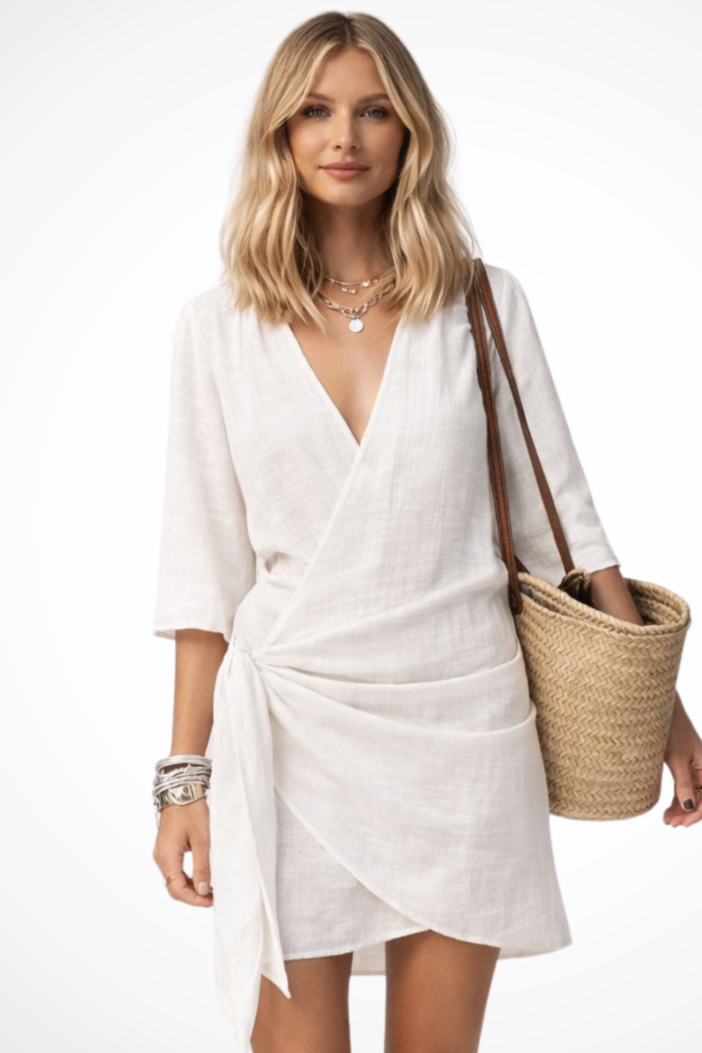 Mirabelle | Elegant Wrap Linen Mini Dress