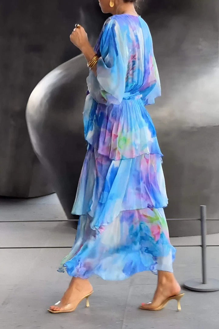 Ophelia | Tie-Dye Wrap Tiered Maxi Dress