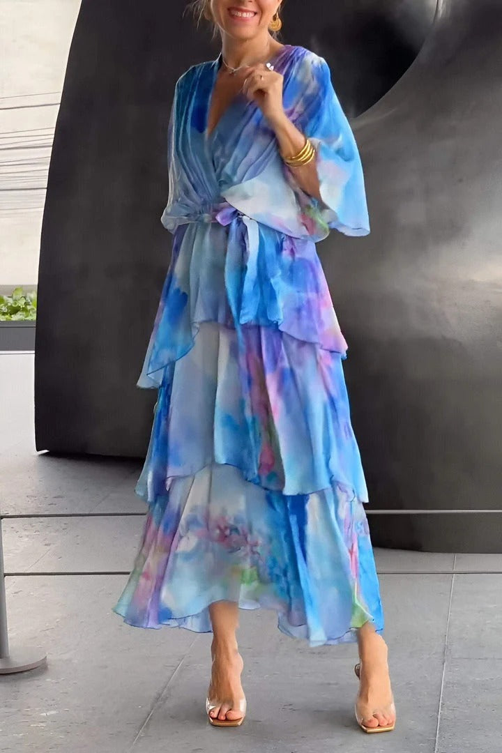 Ophelia | Tie-Dye Wrap Tiered Maxi Dress