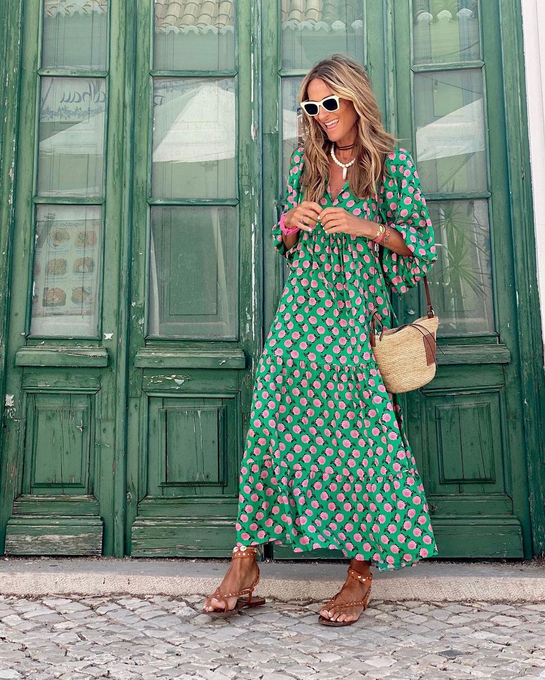 Cassia | Romantic Polka Dot Empire Maxi Dress