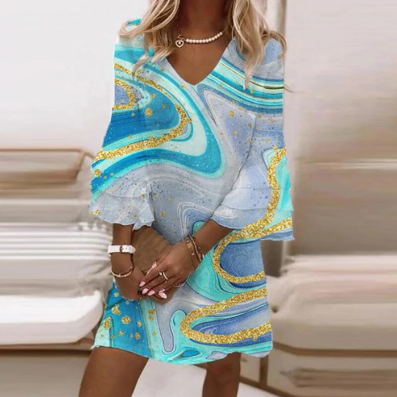 Arabella | Elegant Abstract Print Mini Dress