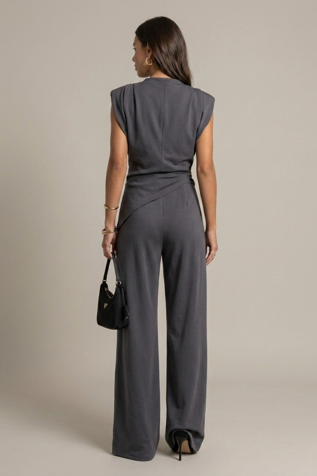 Luxenne | Refined Draped Top & Wide Leg Pants Set