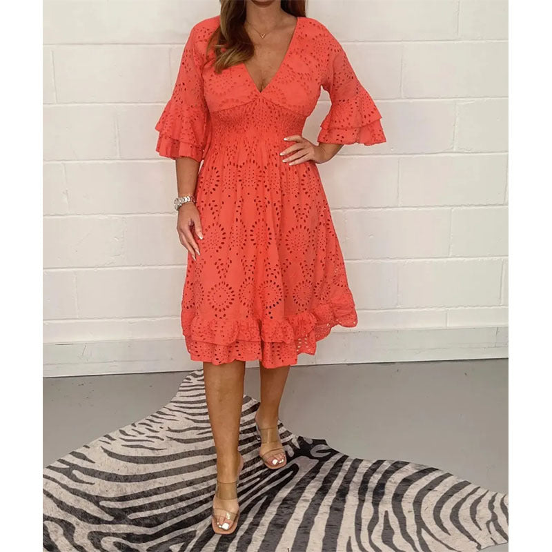 Evangeline | Romantic Broderie Anglaise Midi Dress