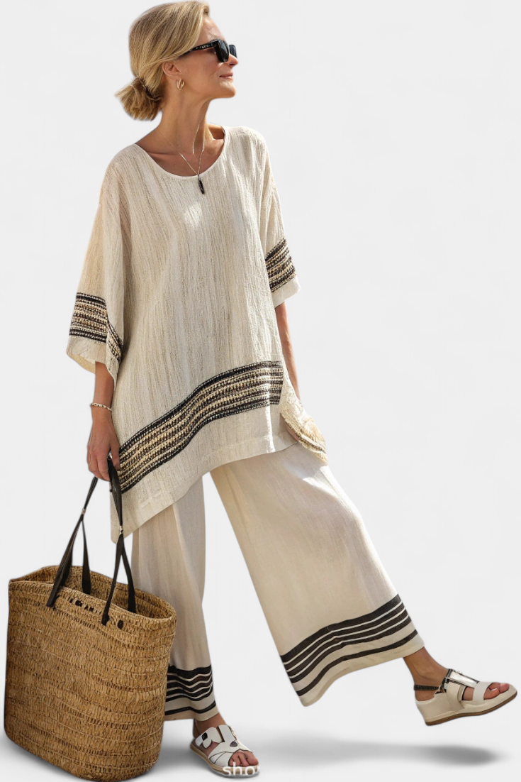 Evangeline | Relaxed Striped Linen Two Piece Set