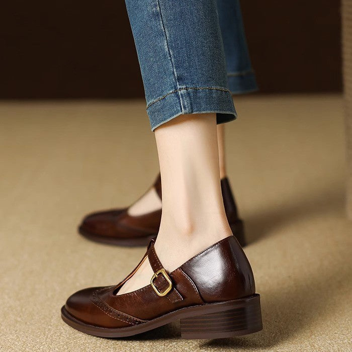Cordelia | Classic T-Strap Mary Jane Block Heels