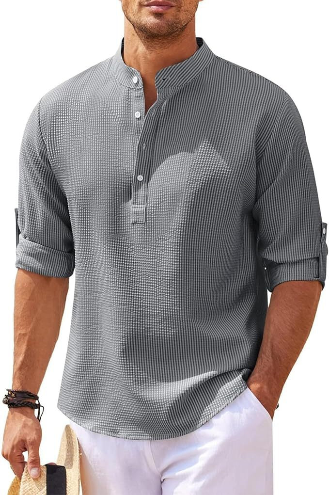 Thaddeus | Men's Classic Waffle Knit Henley Shirt