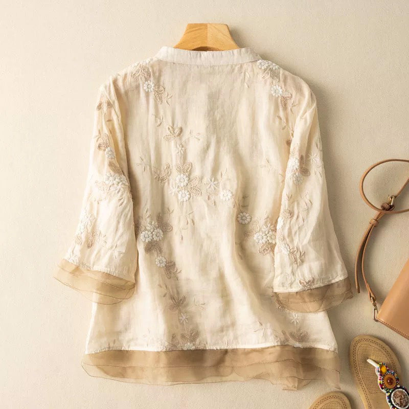 Evangeline | Elegant Floral Embroidered Blouse