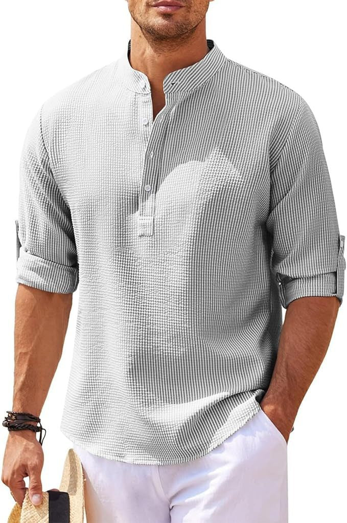 Thaddeus | Men's Classic Waffle Knit Henley Shirt