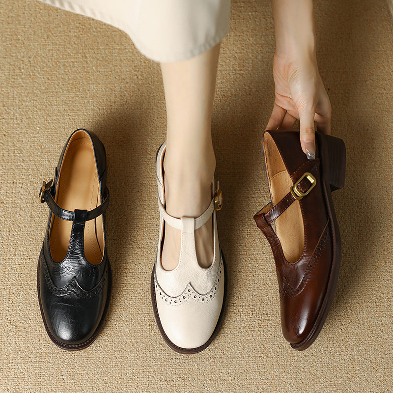 Cordelia | Classic T-Strap Mary Jane Block Heels