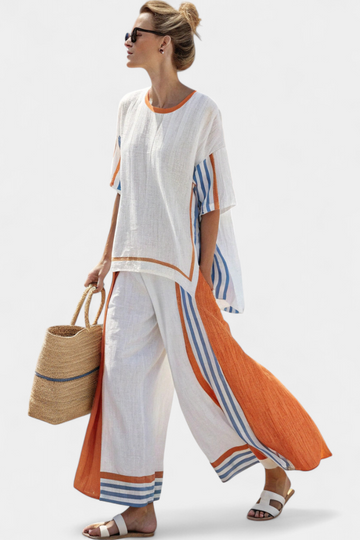 Evangeline | Relaxed Striped Linen Two Piece Set