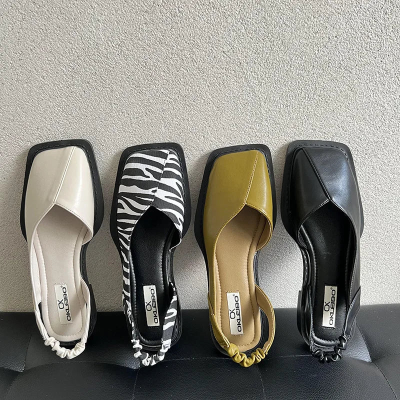 Solvaine | Refined Square-Toe Slingback Flats