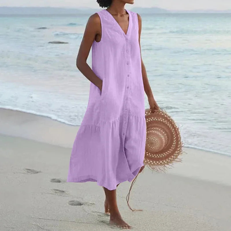 Delphine | Elegant Tiered Button-Front Midi Dress