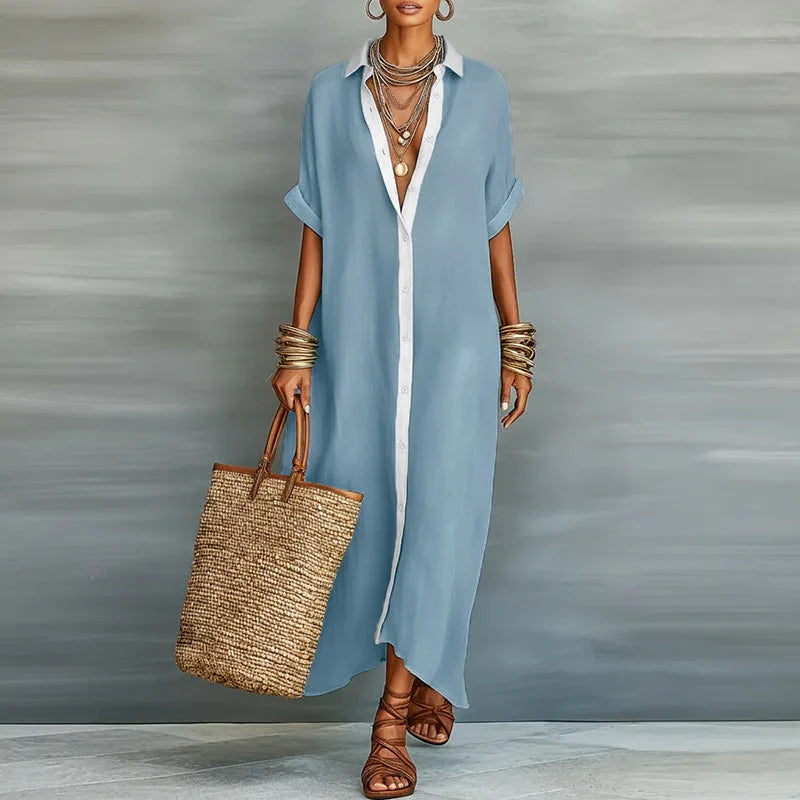 Esperanza | Elegant Contrast Trim Maxi Dress