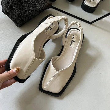 Solvaine | Refined Square-Toe Slingback Flats