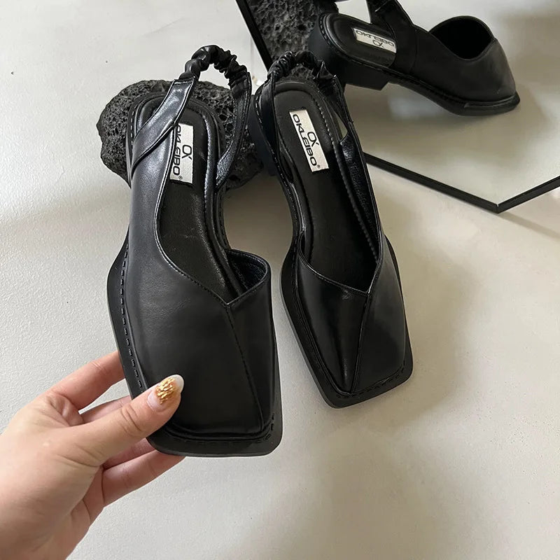 Solvaine | Refined Square-Toe Slingback Flats