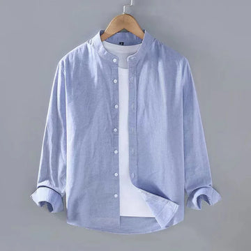 Tobias | Men's Classic Linen Mandarin Collar Shirt