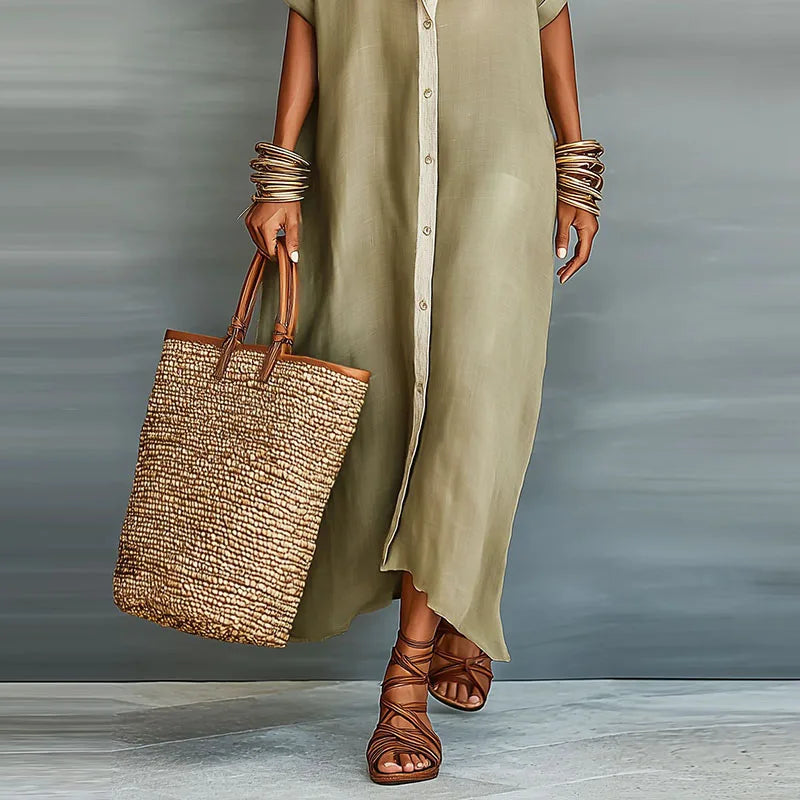 Esperanza | Elegant Contrast Trim Maxi Dress