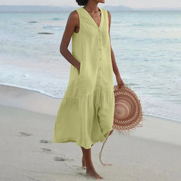 Delphine | Elegant Tiered Button-Front Midi Dress