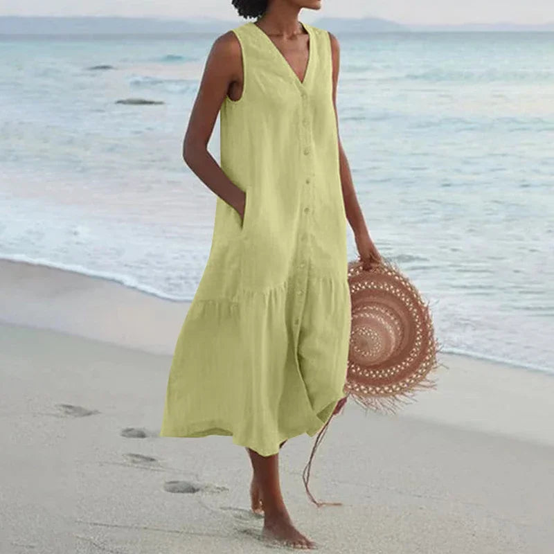 Delphine | Elegant Tiered Button-Front Midi Dress