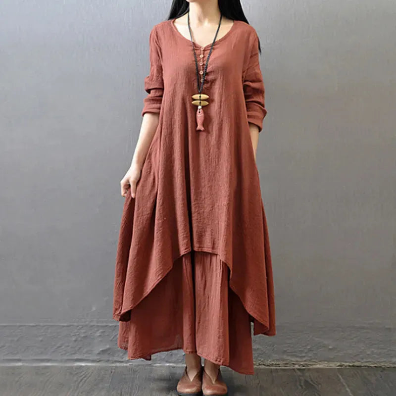 Aurelia | Elegant Layered Linen Maxi Dress