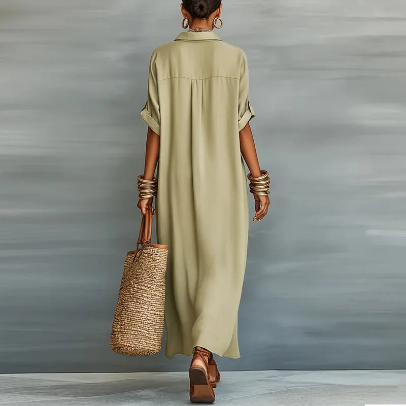 Esperanza | Elegant Contrast Trim Maxi Dress
