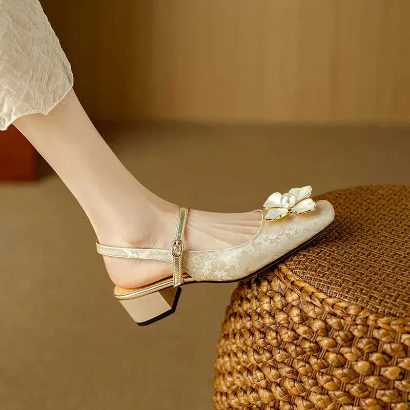 Evangeline | Elegant Floral Mary Jane Heels
