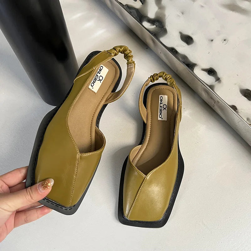 Solvaine | Refined Square-Toe Slingback Flats