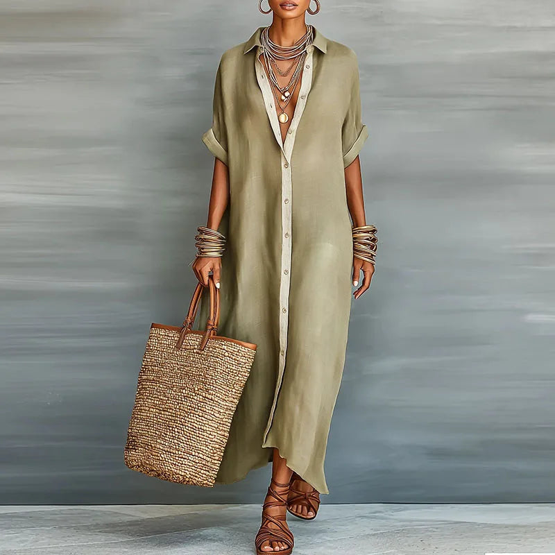 Esperanza | Elegant Contrast Trim Maxi Dress