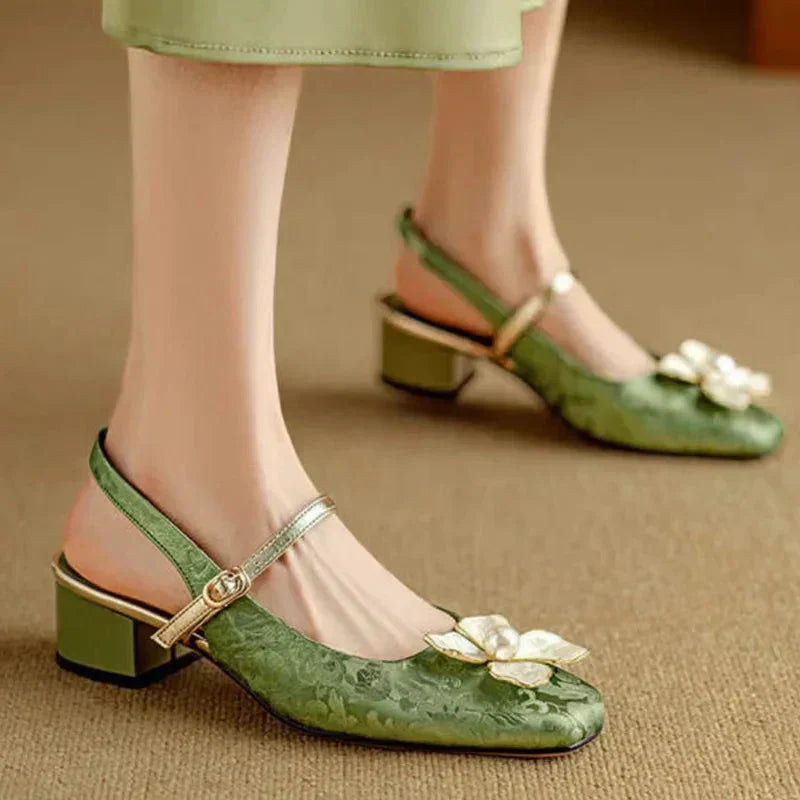 Evangeline | Elegant Floral Mary Jane Heels