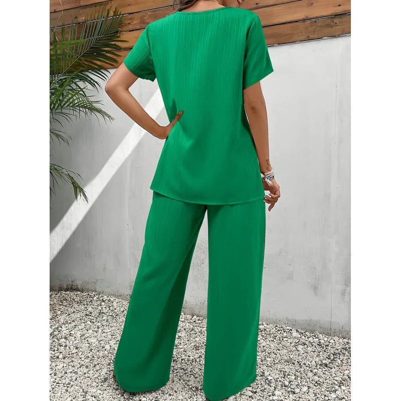 Belinda | Elegant Wrap Top Wide Leg Pants Set