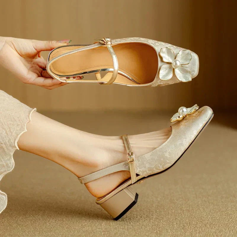 Evangeline | Elegant Floral Mary Jane Heels