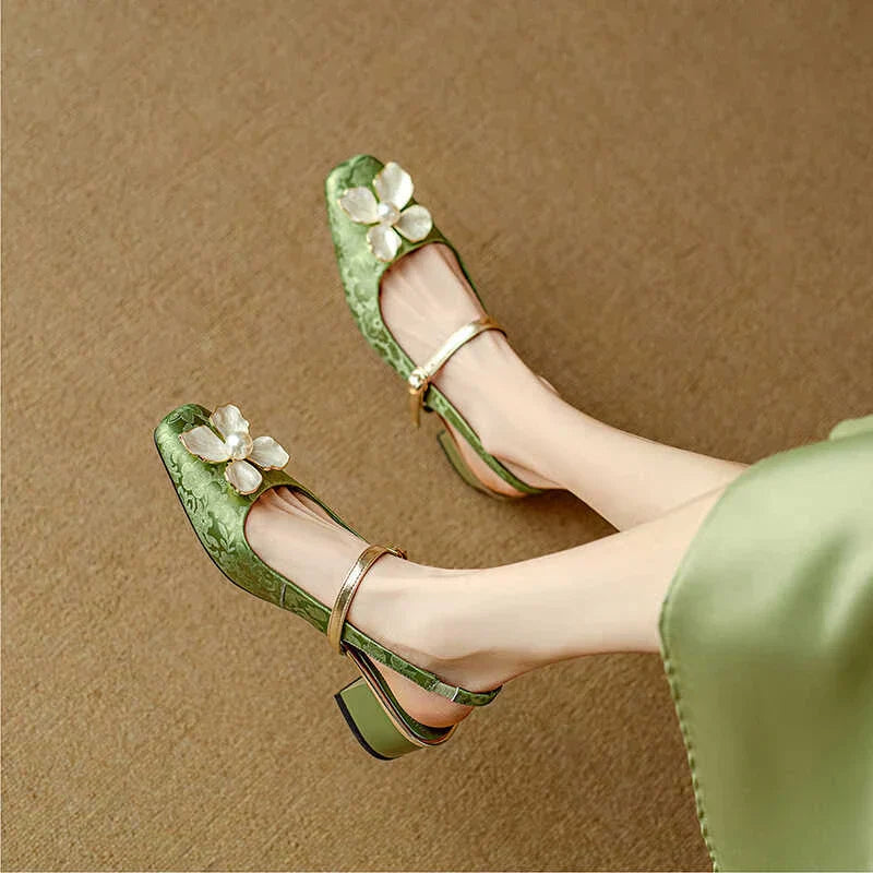 Evangeline | Elegant Floral Mary Jane Heels